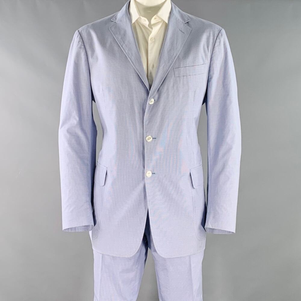 POLO by RALPH LAUREN Size XL Blue White Gingham Cotton Suit